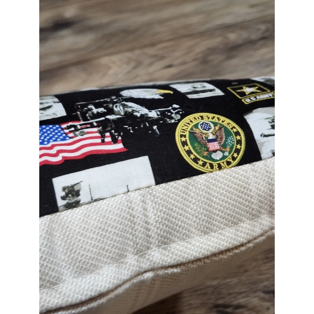 US Army Military Throw Pillow 15 x 15 Stuffed Cushion USA Bald Eagle Veteran